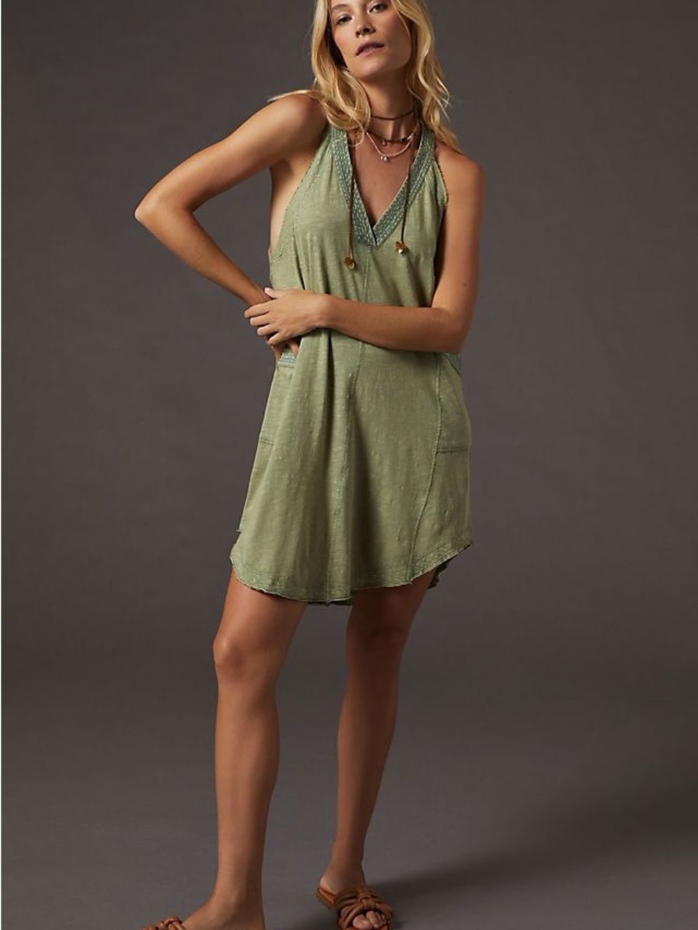 Daily Practice by Anthropologie Grau Sleeveless High-Low Dress